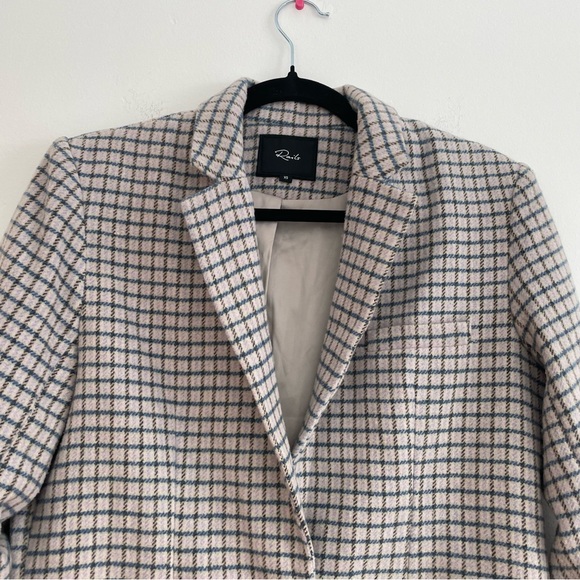 Rails Windsor Lilac Navy Mini Check Blazer Wool Blend Academia Office Size XS - Picture 3 of 15